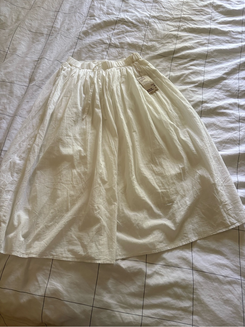 Muji Cream Gathered Midi Skirt